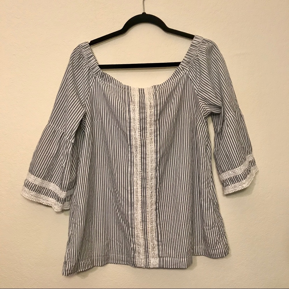 Ivanka Trump Off-Shoulder Striped Blouse